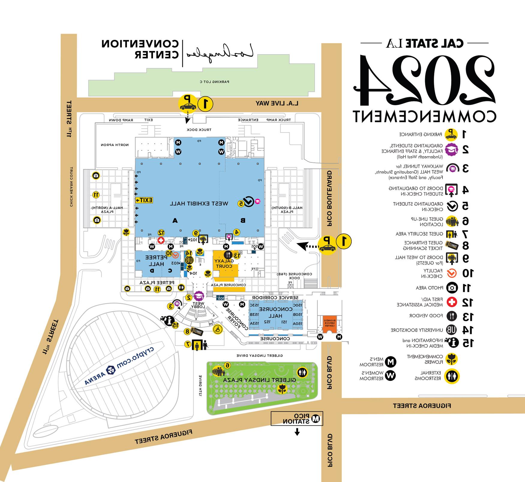 A map of the Los Angeles Convention Center